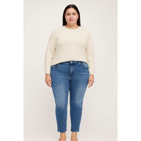 Laurie Felt Reg Daisy Denim Crop Easy Skinny Jeans with Shark Bite Hem Size 22W - Picture 1 of 8